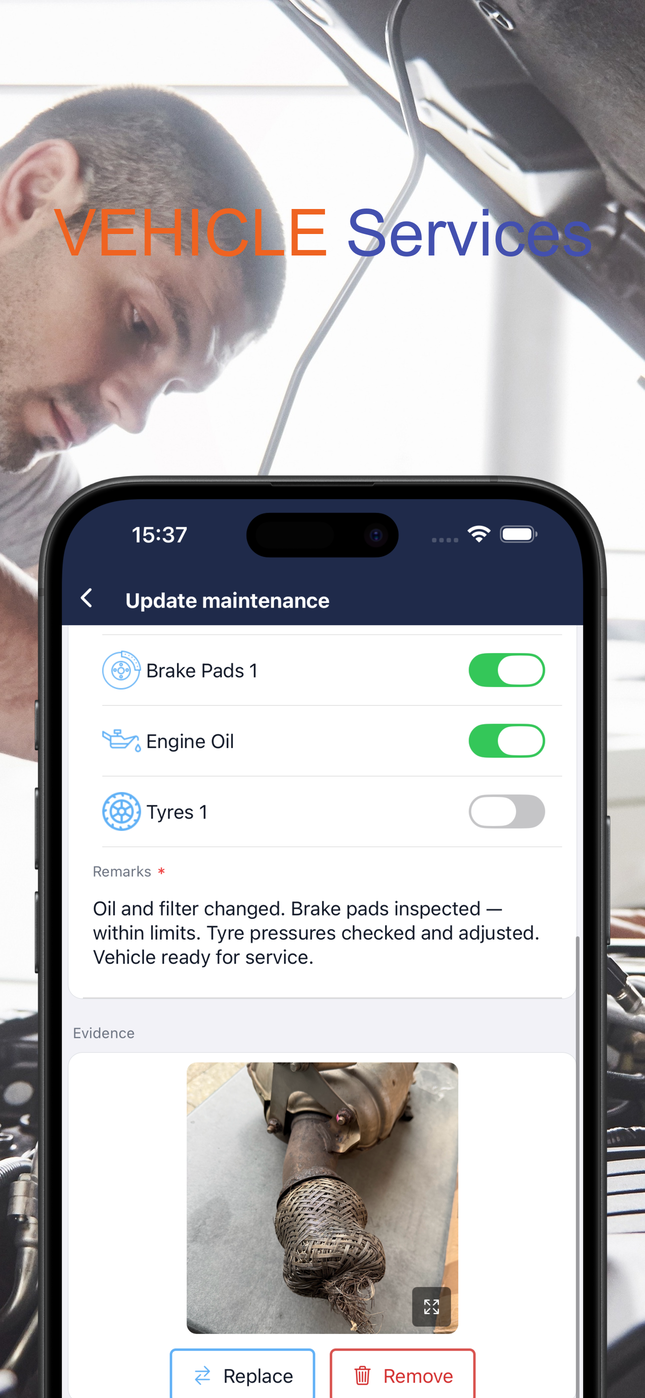 Logging a maintenance service